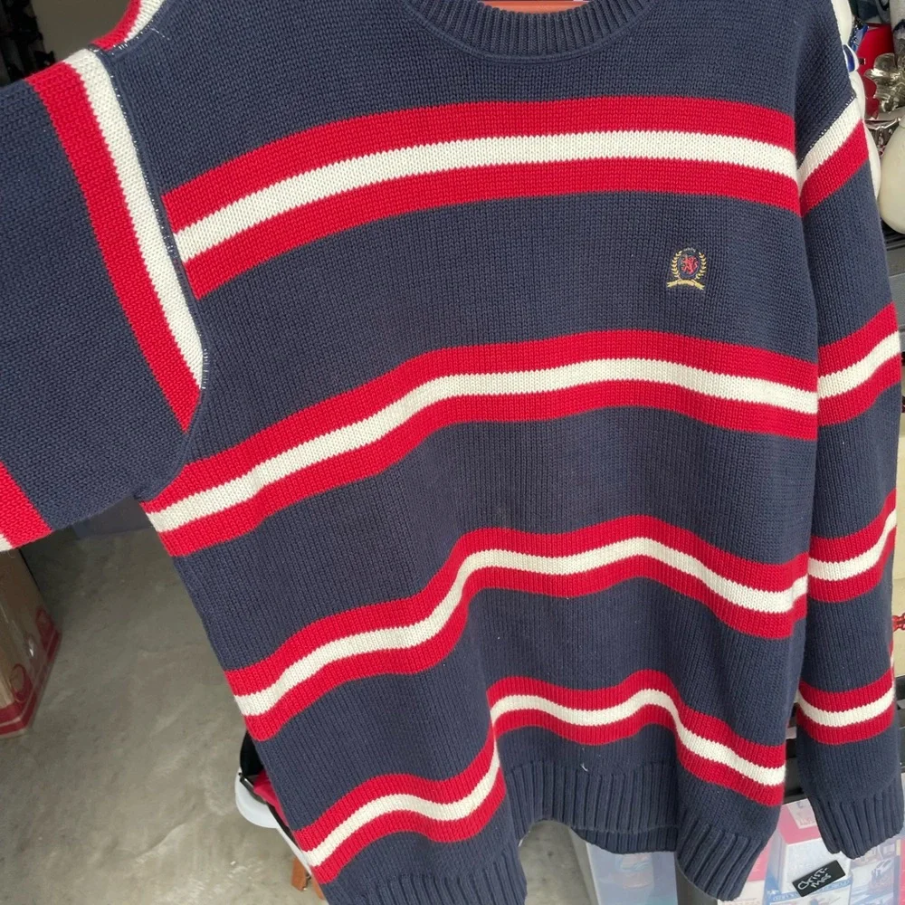 Vintage Tommy Hilfiger Heavyweight knit preppy long sleeve striped sweater Lg